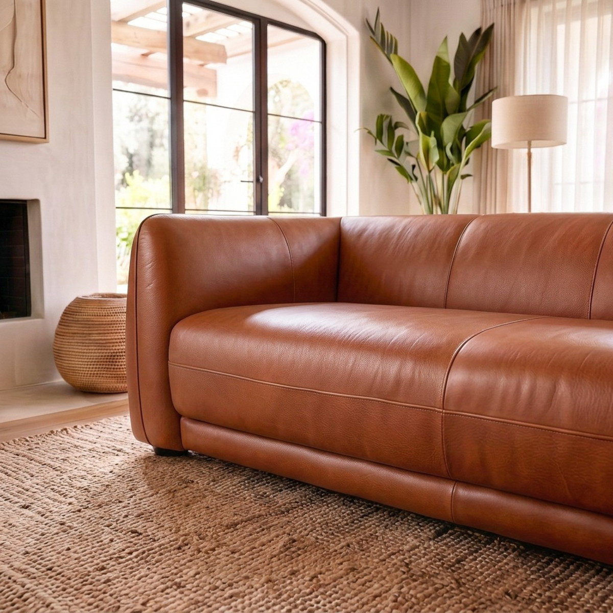Maine Brown Leather Sofa