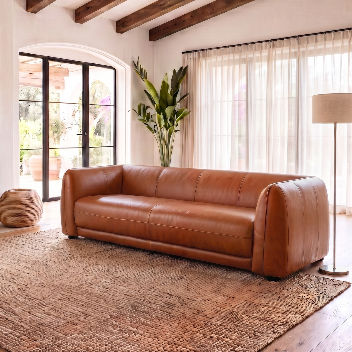 Maine Brown Leather Sofa