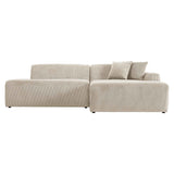 Mar Sectional Cream Corduroy Sofa (Right Facing)