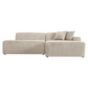 Mar Sectional Cream Corduroy Sofa (Right Facing)