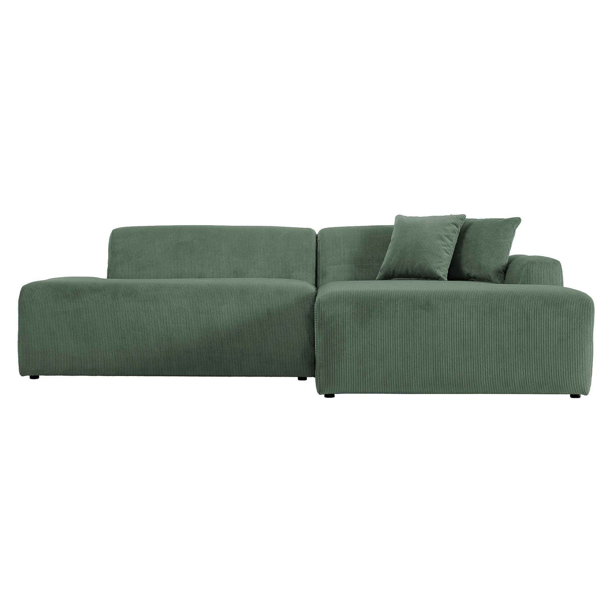 Mar Sectional Green Corduroy Sofa (Right Facing)