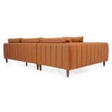 Monroe Cognac Vegan Leather Left-Facing Sectional Sofa
