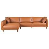 Monroe Cognac Vegan Leather Left-Facing Sectional Sofa