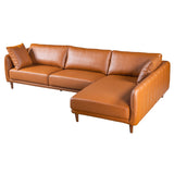 Monroe Cognac Vegan Leather Right-Facing Sectional Sofa
