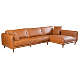 Monroe Cognac Vegan Leather Right-Facing Sectional Sofa