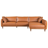 Monroe Cognac Vegan Leather Right-Facing Sectional Sofa