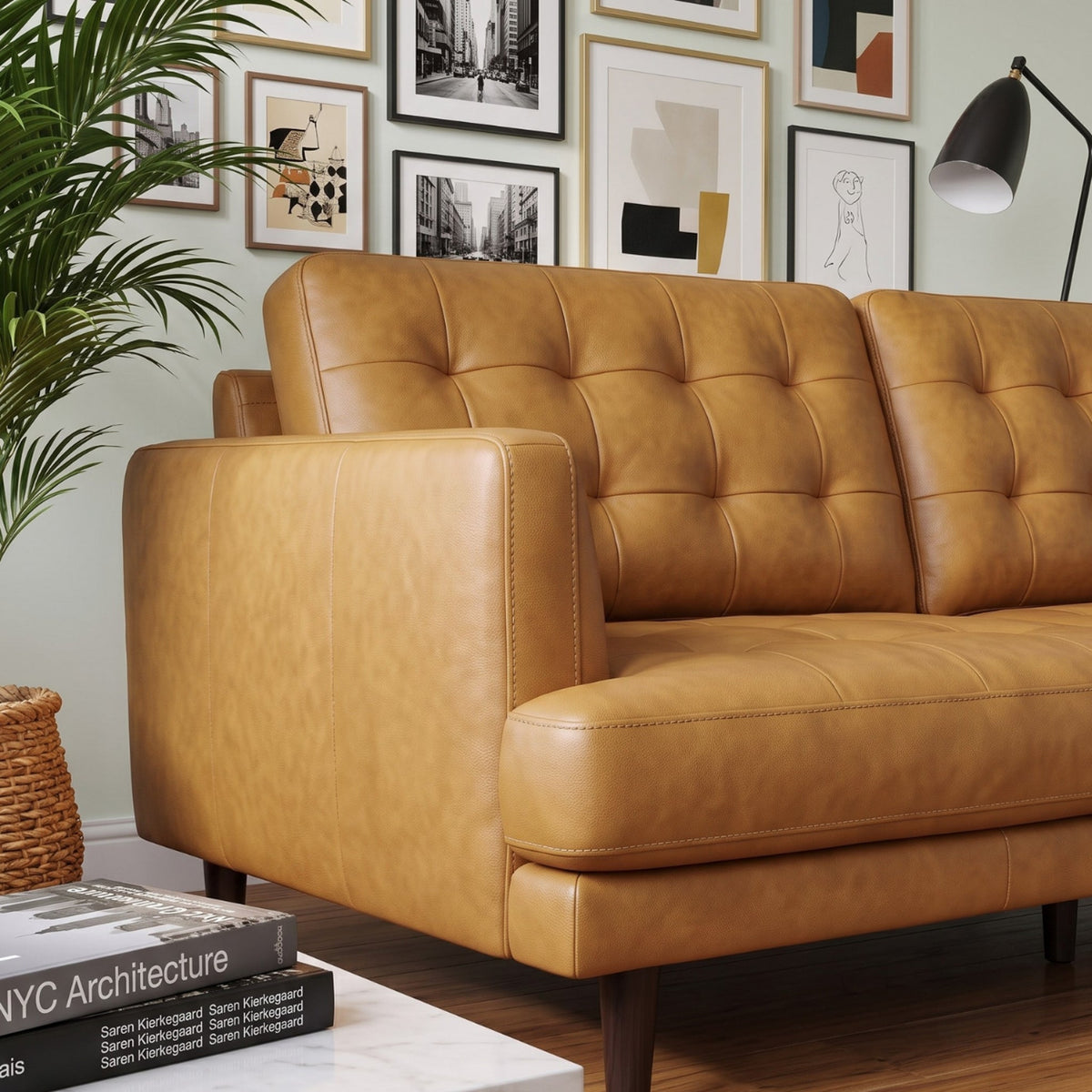 Montana Tan Leather Sofa