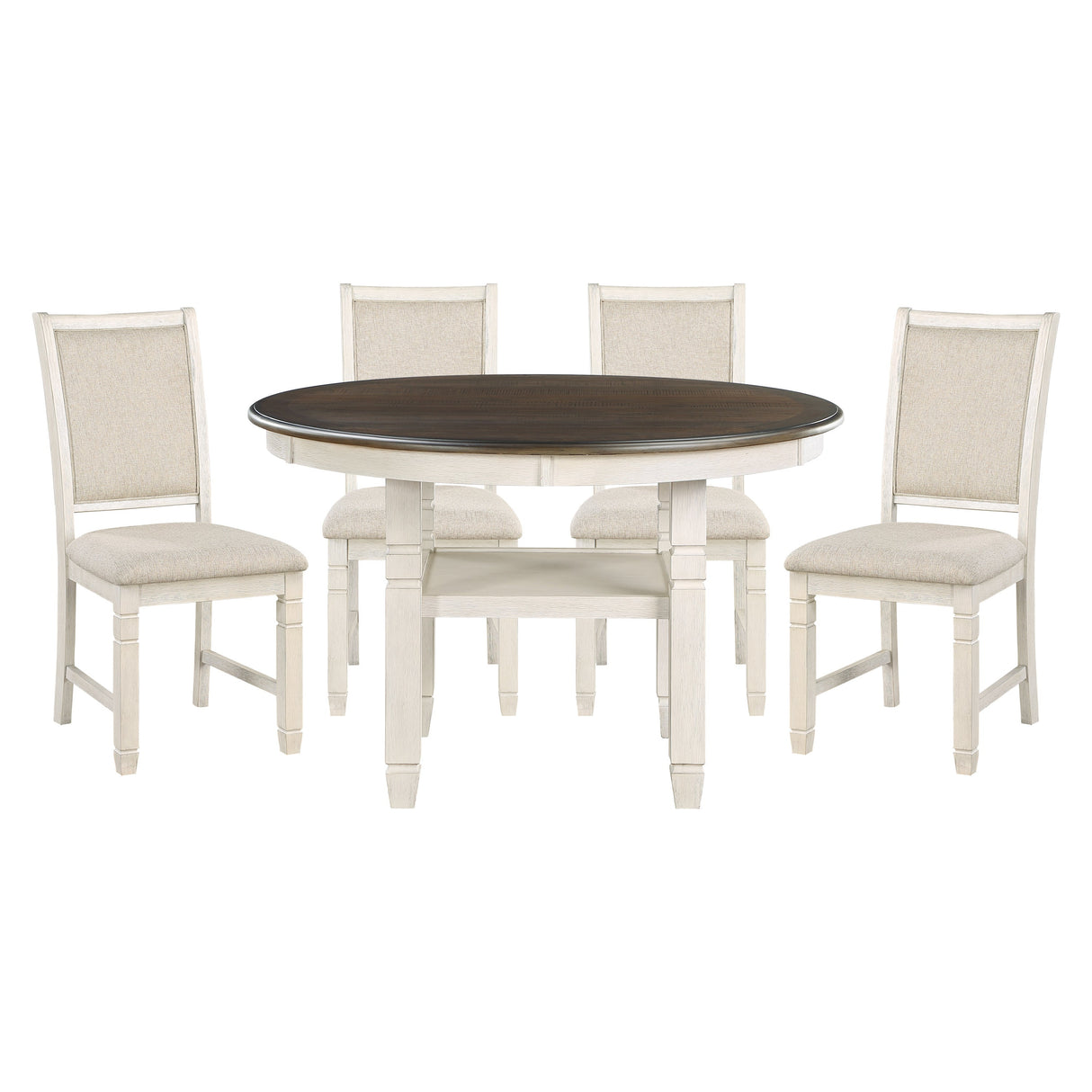 Asher Antique White/Brown Dining Set by Homelegance at Eve Furniture