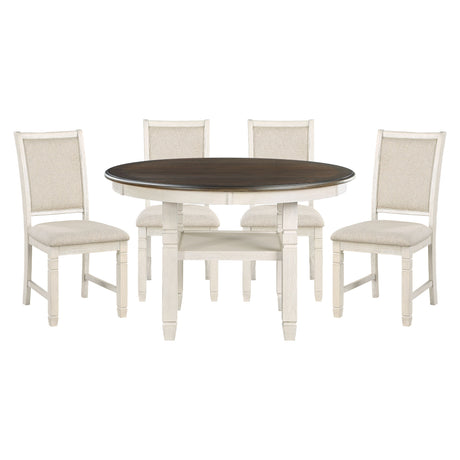 Asher Antique White/Brown Dining Set by Homelegance at Eve Furniture