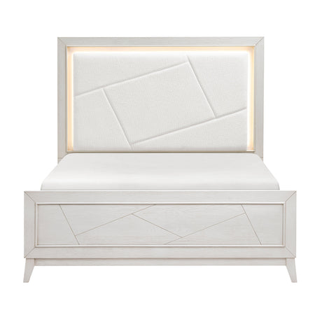 Asteria Antique White King Panel Bed by Homelegance at Eve Furniture