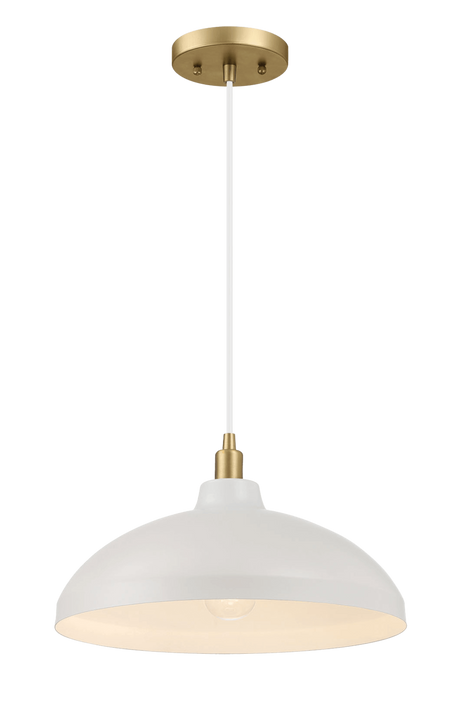 Astral Single Light White Pendant Lamp with Golder Brass Finish for Entrance Kitchen Island 14"D × 8"H by Ashcroft Imports at Eve Furniture