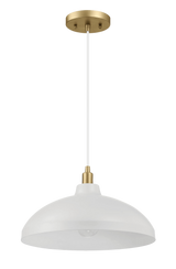 Astral Single Light White Pendant Lamp with Golder Brass Finish for Entrance Kitchen Island 14"D × 8"H by Ashcroft Imports at Eve Furniture