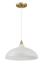 Astral Single Light White Pendant Lamp with Golder Brass Finish for Entrance Kitchen Island 14"D × 8"H by Ashcroft Imports at Eve Furniture