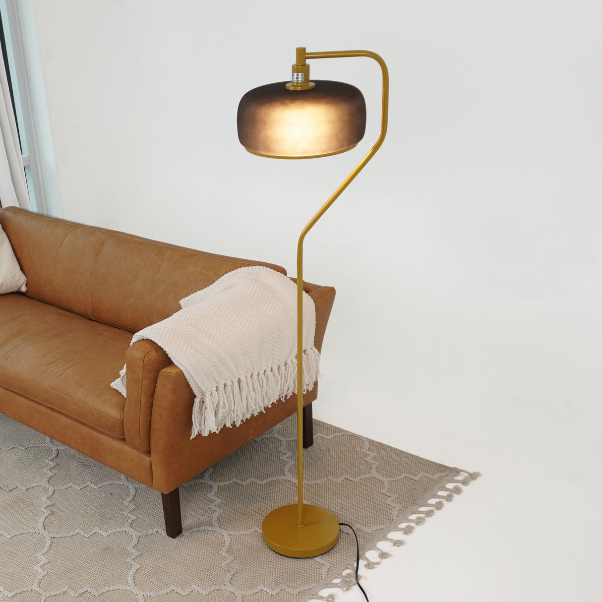 Astris Floor Lamp Black Sprayed and Gold by Ashcroft Imports at Eve Furniture