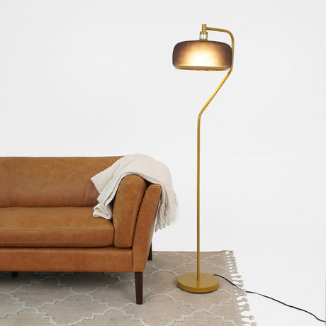 Astris Floor Lamp Black Sprayed and Gold by Ashcroft Imports at Eve Furniture