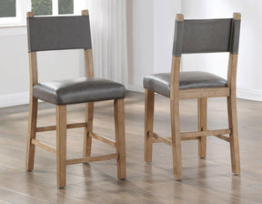 Aubrey 24″ Driftwood Counter Chair with Gray Vegan Leather by Steve Silver at Eve Furniture