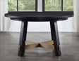Aubrey 54″ Round Dining Table, Black with Driftwood Stretchers by Steve Silver at Eve Furniture
