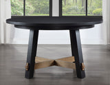 Aubrey 54″ Round Dining Table, Black with Driftwood Stretchers by Steve Silver at Eve Furniture