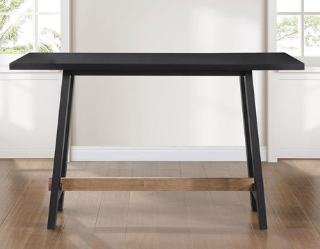 Aubrey 59.5″ Black Counter Table with Driftwood Stretcher by Steve Silver at Eve Furniture