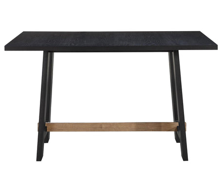 Aubrey 59.5″ Black Counter Table with Driftwood Stretcher by Steve Silver at Eve Furniture