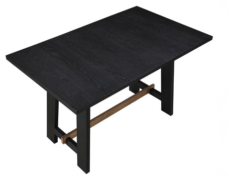 Aubrey 59.5″ Black Counter Table with Driftwood Stretcher by Steve Silver at Eve Furniture