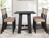 Aubrey 59.5″ Black Counter Table with Driftwood Stretcher by Steve Silver at Eve Furniture