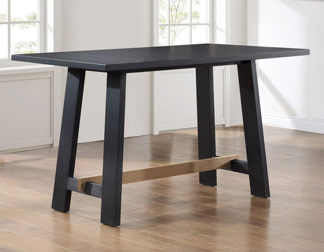 Aubrey 59.5″ Black Counter Table with Driftwood Stretcher by Steve Silver at Eve Furniture