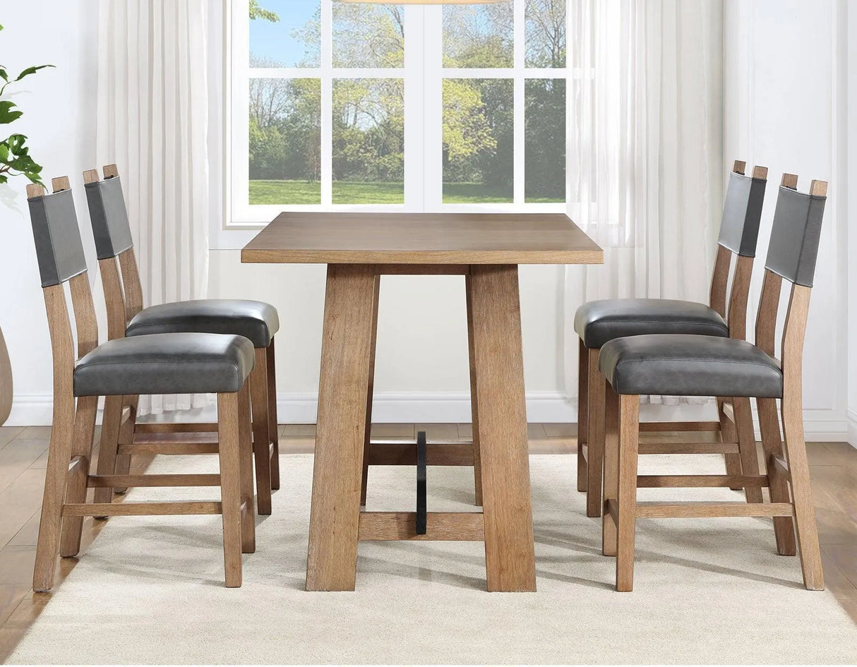 Aubrey 59.5″ Drifwood Counter Table with Black Stretchers by Steve Silver at Eve Furniture