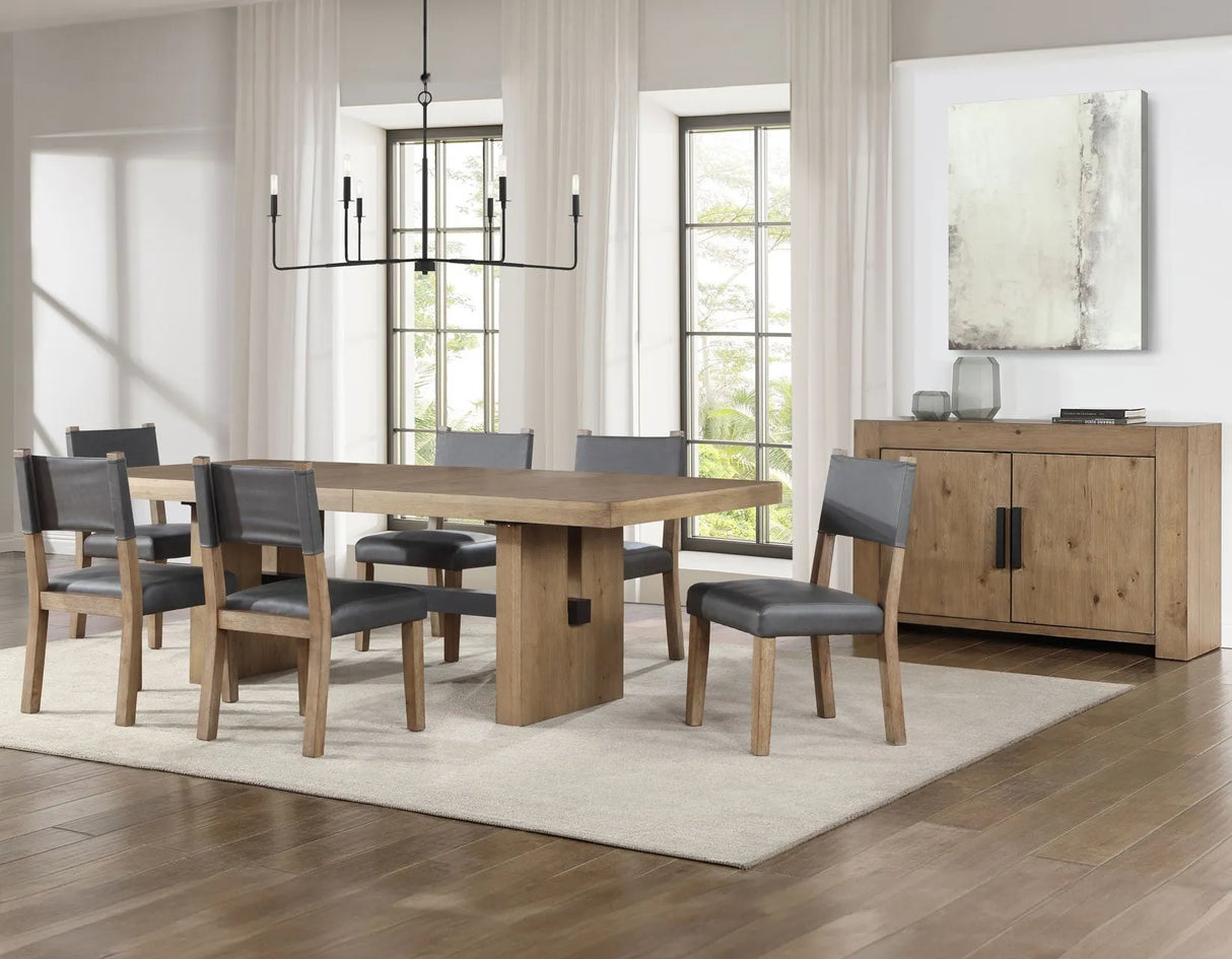 Aubrey 78-96″ Table w/18-inch Leaf, Waxed Driftwood by Steve Silver at Eve Furniture
