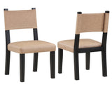 Aubrey Side Chair, Camel Vegan Leather with Black wood finish by Steve Silver at Eve Furniture