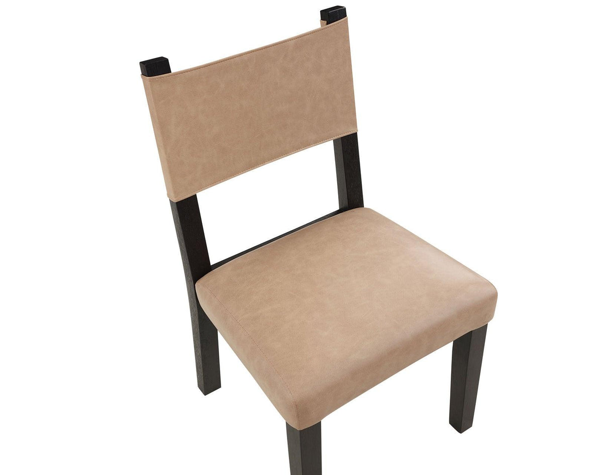 Aubrey Side Chair, Camel Vegan Leather with Black wood finish by Steve Silver at Eve Furniture