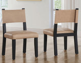 Aubrey Side Chair, Camel Vegan Leather with Black wood finish by Steve Silver at Eve Furniture