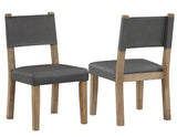 Aubrey Side Chair, Gray Vegan Leather with Driftwood wood finish by Steve Silver at Eve Furniture