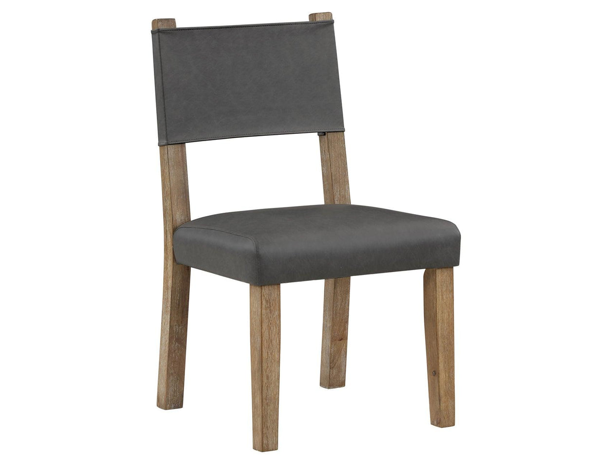 Aubrey Side Chair, Gray Vegan Leather with Driftwood wood finish by Steve Silver at Eve Furniture