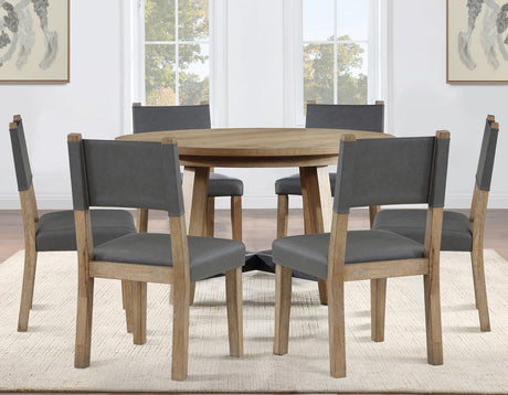 Aubrey Side Chair, Gray Vegan Leather with Driftwood wood finish by Steve Silver at Eve Furniture