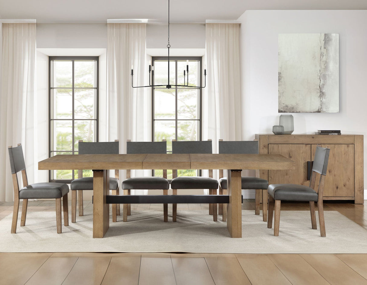 Aubrey Waxed Driftwood 7-Piece 78-96″ Dining Set by Steve Silver at Eve Furniture