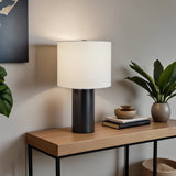 Aura Black Table Lamp with On/Off Switch Black Block Base by Ashcroft Imports at Eve Furniture