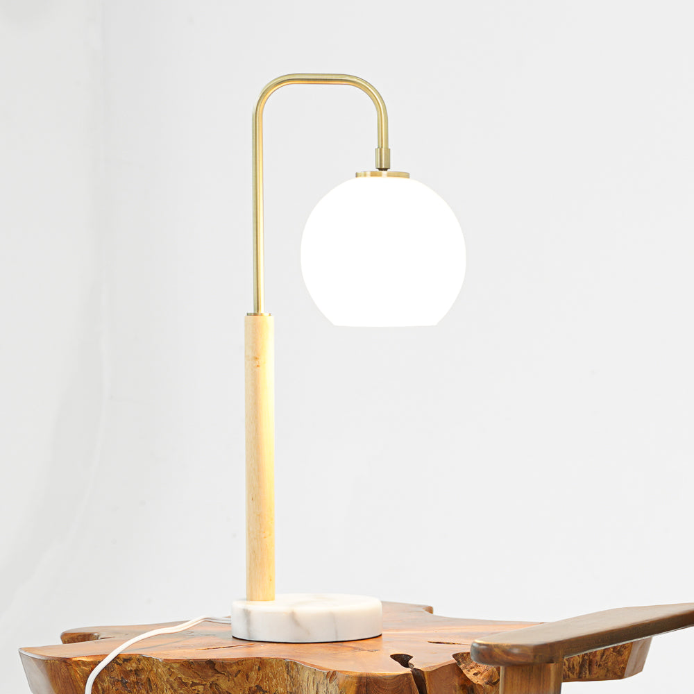 Auris White Globe Lampshade Table Lamp with Marble Base by Ashcroft Imports at Eve Furniture