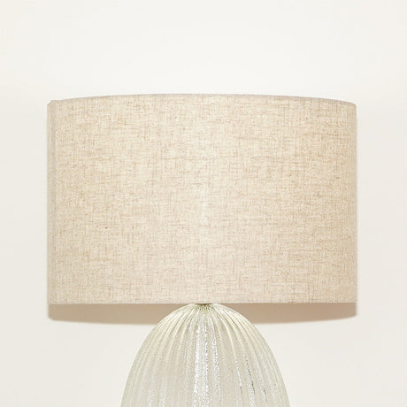 Aurora Ribbed Glass Lamp Base Clear Table Lamp Large Linen Shade by Ashcroft Imports at Eve Furniture