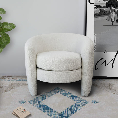 Avalon White Boucle Lounge Chair by Ashcroft Imports at Eve Furniture