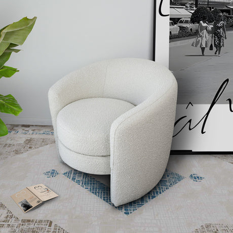 Avalon White Boucle Lounge Chair by Ashcroft Imports at Eve Furniture
