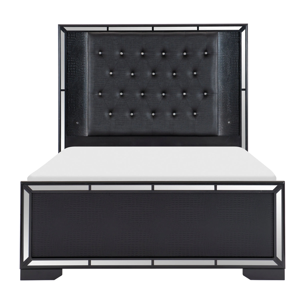 Aveline Black King LED Upholstered Panel Bed by Homelegance at Eve Furniture