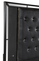 Aveline Black Queen LED Upholstered Panel Bed by Homelegance at Eve Furniture