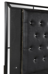 Aveline Black Queen LED Upholstered Panel Bed by Homelegance at Eve Furniture
