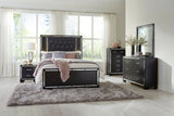 Aveline Black Queen LED Upholstered Panel Bed by Homelegance at Eve Furniture