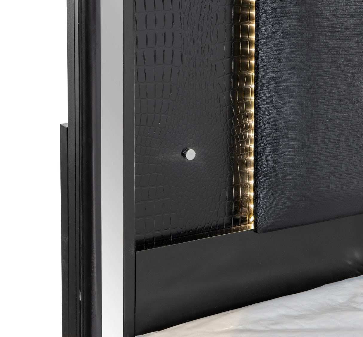 Aveline Black Queen LED Upholstered Panel Bed by Homelegance at Eve Furniture