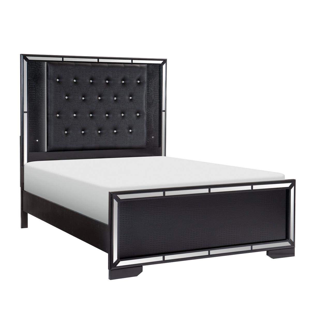 Aveline Black Queen LED Upholstered Panel Bed by Homelegance at Eve Furniture