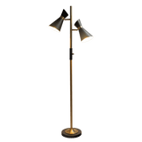 Axis Brassed Gold Floor Lamp with 4-Way Switch Double Spots with Metal Base by Ashcroft Imports at Eve Furniture
