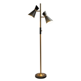 Axis Brassed Gold Floor Lamp with 4-Way Switch Double Spots with Metal Base by Ashcroft Furniture at Eve Furniture
