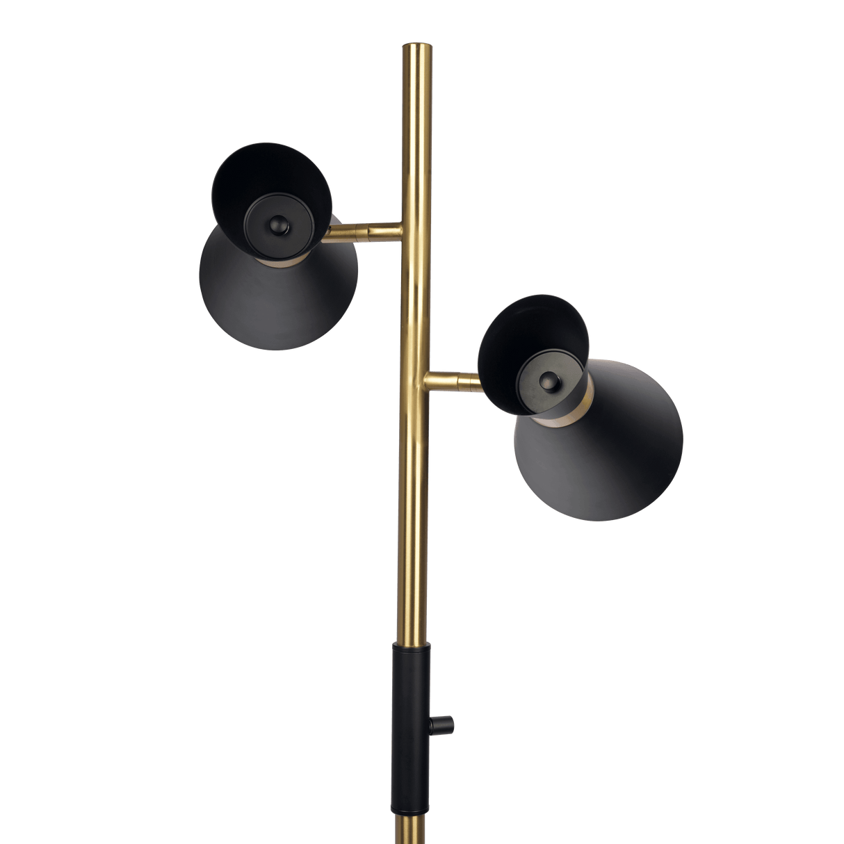Axis Brassed Gold Floor Lamp with 4-Way Switch Double Spots with Metal Base by Ashcroft Imports at Eve Furniture
